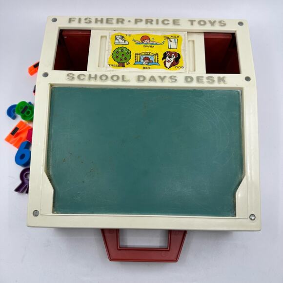 Vintage Fisher Price ABC School Days Desk Spelling Toy Alphabet Learning Playset - Picture 1 of 5